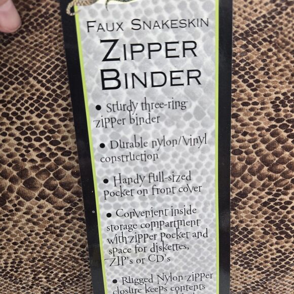 Vintage Norcom Faux Snakeskin Zipper Binder 3-Ring Organizer New Old Stock 90s - Picture 7 of 8